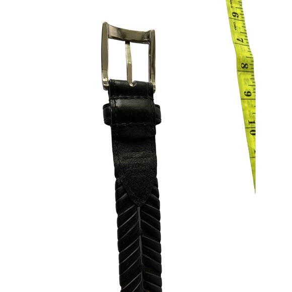 Mens Black Leather Braid Design Casual Belt Size 36 Z20 - Picture 2 of 5